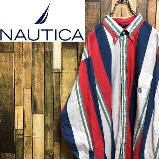 ノーティカ(NAUTICA)の【激レア】ノーティカ☆刺繍ロゴ入りマルチストライプBDビッグシャツ 90s(シャツ)