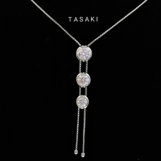 美品 田崎真珠 タサキ K18WG ダイヤ計0.37ct トリロジー ネックレス