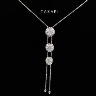 タサキ ダイヤ オープンハート ネックレス シルバー 0.01ct S2024