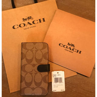コーチ(COACH)のCOACH コーチ iPhone X/Xs 手帳型ケース シグネチャー カーキ(iPhoneケース)