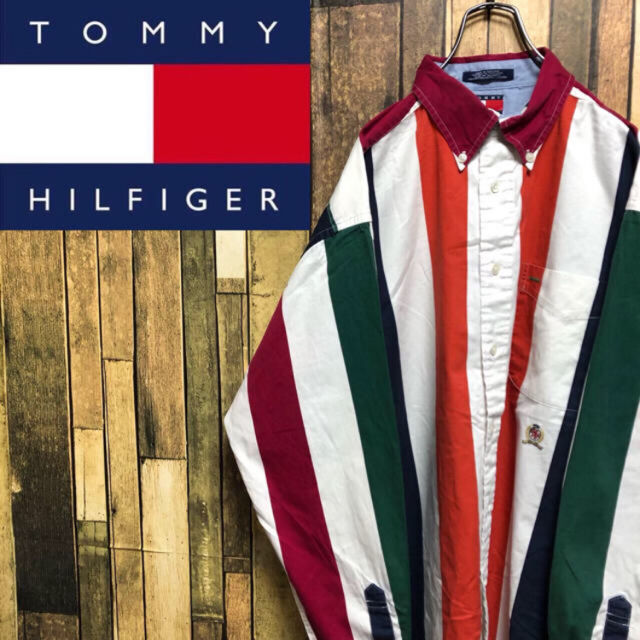 TOMMY HILFIGER(トミーヒルフィガー)の【浜ちゃん様】トミーヒルフィガー☆オールド刺繍ロゴ入り太ストライプシャツセット メンズのトップス(シャツ)の商品写真