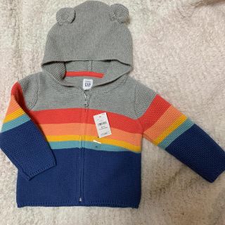 ベビーギャップ(babyGAP)のbabyGAP ガーター ニット クマ耳 パーカー 80(ニット/セーター)