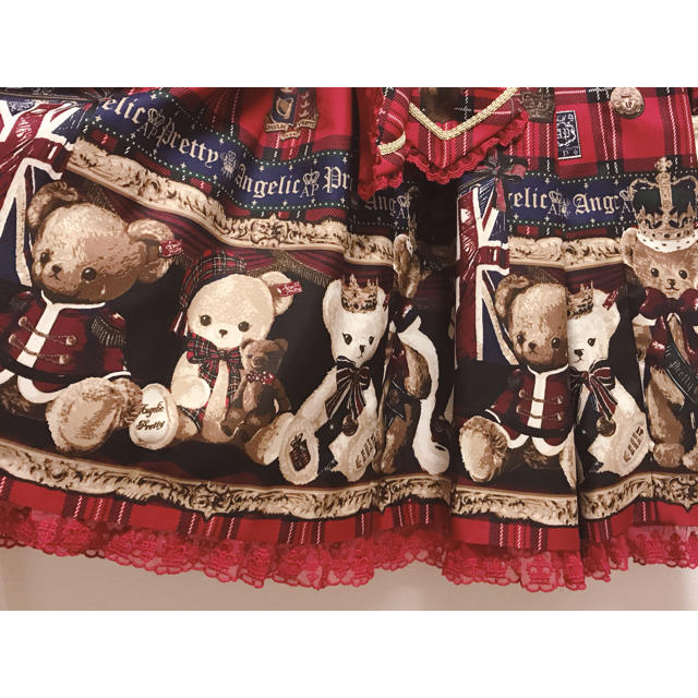 Angelic Pretty(アンジェリックプリティー)のBritish Bear ワンピース カチューシャ セット レディースのワンピース(ひざ丈ワンピース)の商品写真