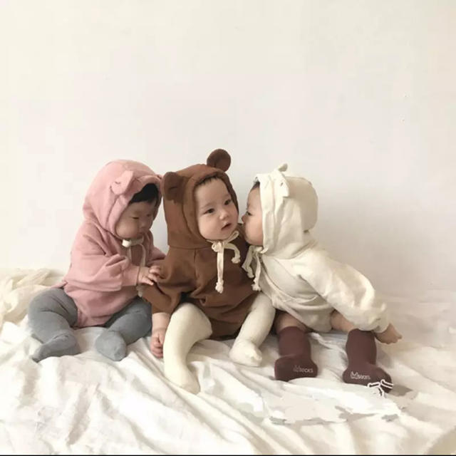 babyGAP(ベビーギャップ)のクマ耳ロンパース ブラウン キッズ/ベビー/マタニティのベビー服(~85cm)(ロンパース)の商品写真