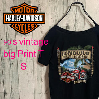 ハーレーダビッドソン(Harley Davidson)の超希少 90's ハーレーダビッドソン ハワイ ビックプリント Tシャツ 美品(Tシャツ(半袖/袖なし))