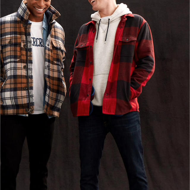 Abercrombie&Fitch(アバクロンビーアンドフィッチ)の【正規品】アバクロ A&F フランネルジャケット レッドチェック M メンズのトップス(シャツ)の商品写真