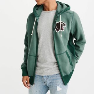 アバクロンビーアンドフィッチ(Abercrombie&Fitch)の【正規品】アバクロ A&F フルジップパーカー グリーン S(パーカー)