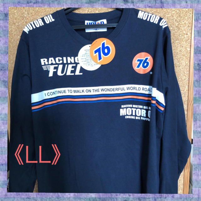 76 Lubricants(セブンティーシックスルブリカンツ)の【ユニオン76】オレンジラインが鮮やかな‼️メンズ Tシャツ（長袖）《LL》 メンズのトップス(Tシャツ/カットソー(七分/長袖))の商品写真