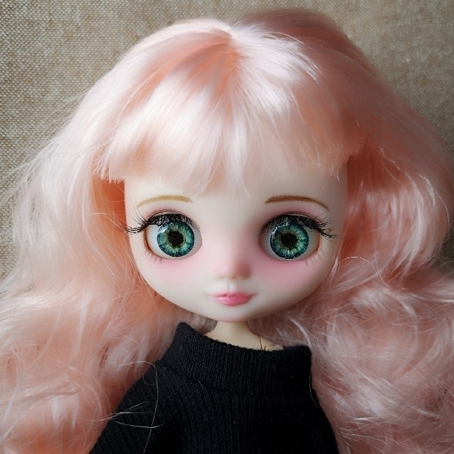 【お買得】 ミディサイズ★カスタムアイシードール★no.6　ピンクの髪の女の子　選べるアイ おもちゃ/人形