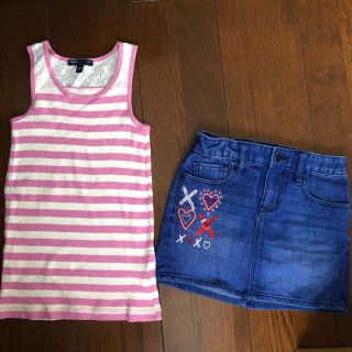 ギャップキッズ(GAP Kids)の美品女の子 GAP kids タンクトップ&デニムスカート120cm上下セット☆(Tシャツ/カットソー)