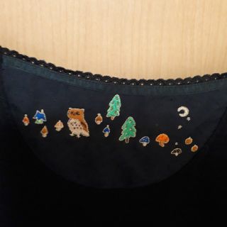 フランシュリッペ(franche lippee)のペチ三点　フランシュリッペ　ふくろう刺繍ペチワンピース　シェリーラファム(その他)