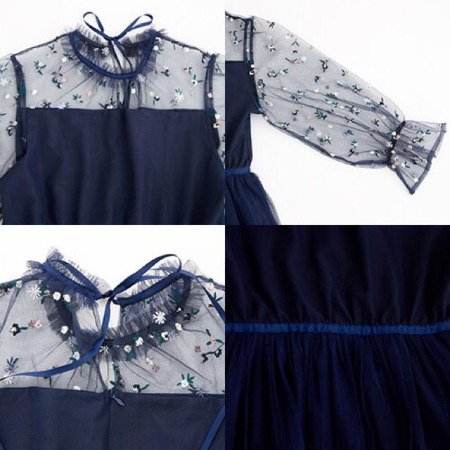 ♡完売品♡merlot plusフラワー刺繍チュール切り替えワンピース ドレス 3