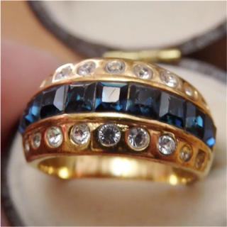 即購入OK●V023ブルーストーンのヴィンテージゴールドリング指輪(リング(指輪))