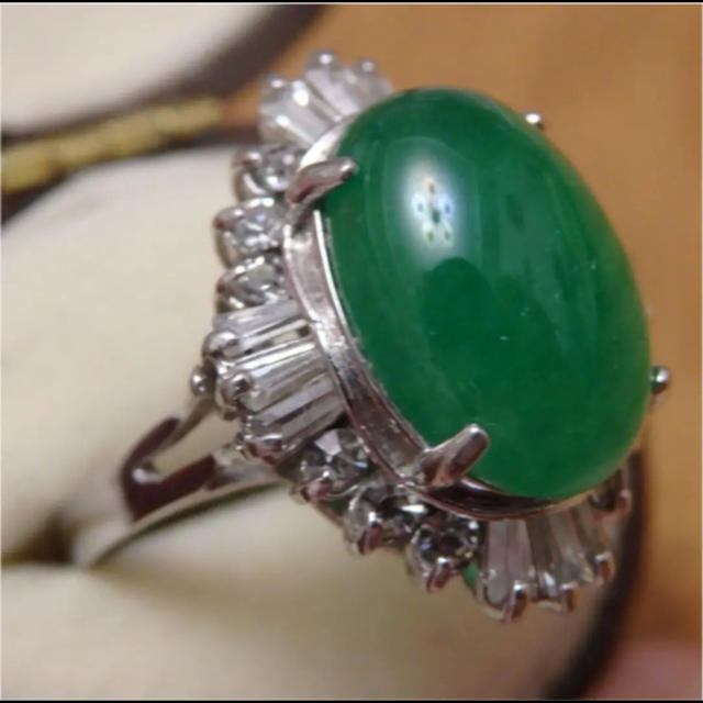 即購入OK♡V059昭和レトロ翡翠のようなシルバーカラーリングヴィンテージ指輪 レディースのアクセサリー(リング(指輪))の商品写真