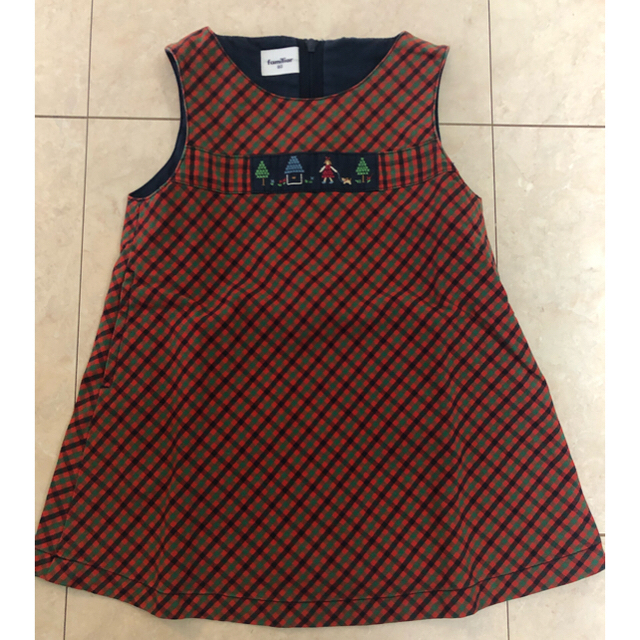 familiar(ファミリア)の【YUKI様専用】ファミリア  チェック ワンピース  ジャンパースカート キッズ/ベビー/マタニティのベビー服(~85cm)(ワンピース)の商品写真