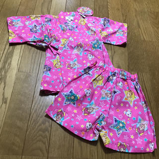 100 女の子 甚平 トゥインクルスター プリキュア ピンク パンツ 夏祭り(甚平/浴衣)