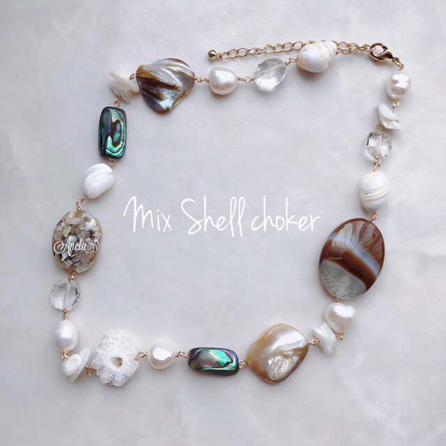 mix shell choker ハンドメイドのアクセサリー(ネックレス)の商品写真