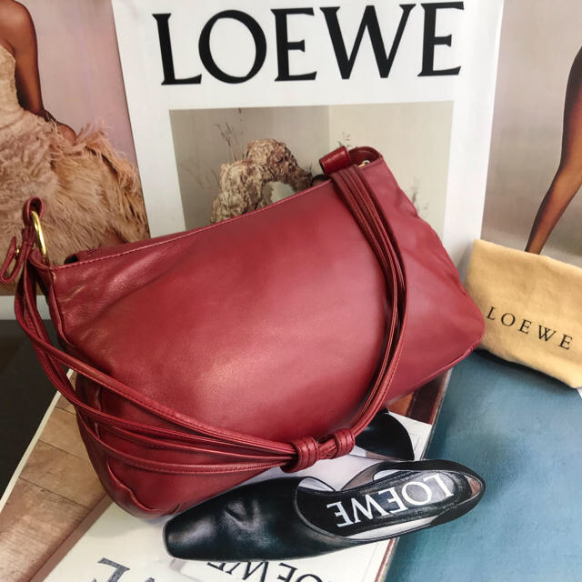 正規品】美品✨LOEWE ロエベ ナッパ 希少 2WAY 高級革鞄 『レッド』-