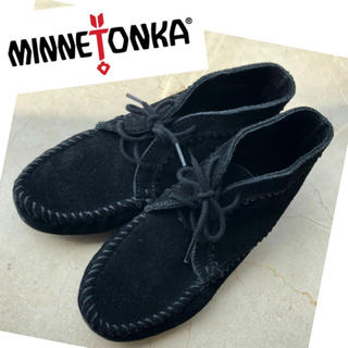 ミネトンカ(Minnetonka)のMinnetonka♡ミネトンカ ブーツ モカシン US7 24cm 黒 レザー(スリッポン/モカシン)