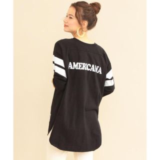 アメリカーナ(AMERICANA)のAmericana フットボール ビッグシルエット 別注 コットン バックロゴ(Tシャツ(長袖/七分))