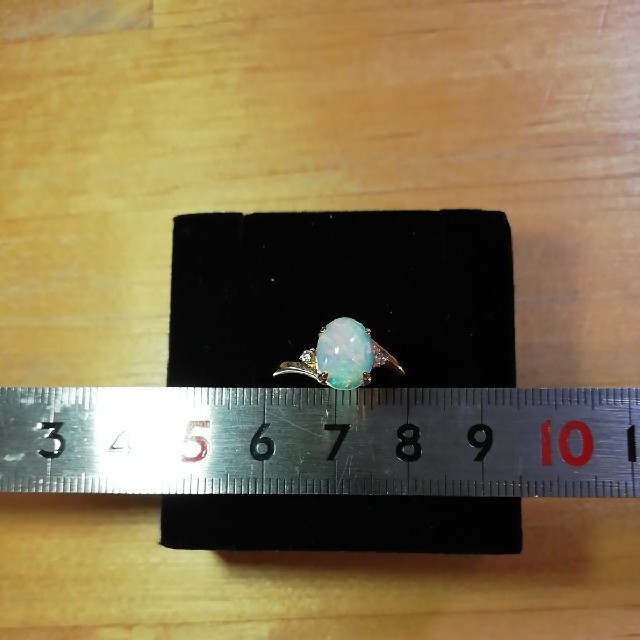 【未使用】18K オパール ホワイトパール 指輪 リング ダイヤ ジルコニア ゴ レディースのアクセサリー(リング(指輪))の商品写真