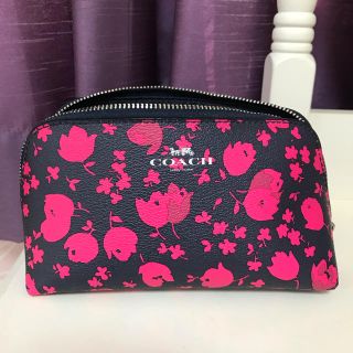 コーチ(COACH)の★ 最終値下げ【本物】COACH コーチ 化粧ポーチ★花柄ピンクネイビー(ポーチ)