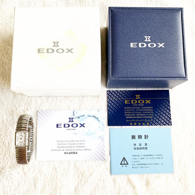 美品☆電池交換込み EDOX ダイヤ14pt レディース腕時計