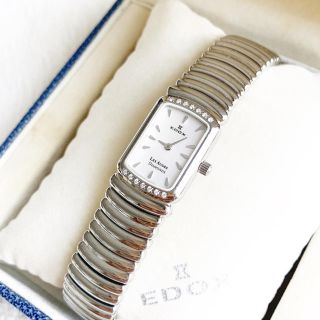 美品☆電池交換込み EDOX ダイヤ14pt レディース腕時計