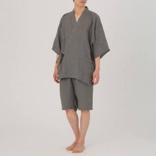 ムジルシリョウヒン(MUJI (無印良品))の無印良品 デラベ染  麻 甚平 M  リネン100% ミディアムグレー muji(その他)