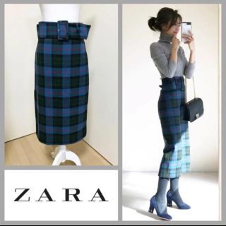 ザラ(ZARA)のadgjmさま専用★ZARA WOWANベルト付きタイトスカート M (ひざ丈スカート)