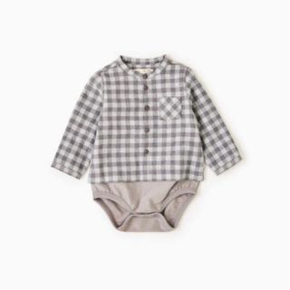 ザラキッズ(ZARA KIDS)のまゆまゆ様専用★Zara mini チェック柄シャツ型ロンパース 74cm(ロンパース)