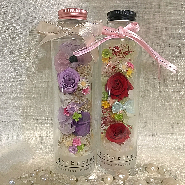 ハーバリウム 円柱瓶可愛い可愛い薔薇の通販 By いちごshop ラクマ