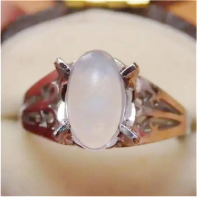 即購入OK♡V091昭和レトロなオパール調シルバーカラーリングヴィンテージ指輪 レディースのアクセサリー(リング(指輪))の商品写真