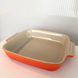 ルクルーゼ(LE CREUSET)のル・クルーゼ Le Creuset グラタン皿 スクエア オレンジ(調理道具/製菓道具)