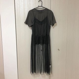 ダブルクローゼット(w closet)のw closet＊レースキャミワンピ＋無地Ｔセット(ひざ丈ワンピース)