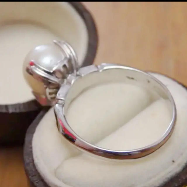 即購入OK●V030一粒パール調のシルバーカラーリング指輪ヴィンテージ レディースのアクセサリー(リング(指輪))の商品写真