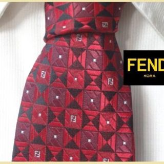 フェンディ(FENDI)の大人気★フェンディＦＥＮＤＩ【ロゴ柄光沢レッド】高級ネクタイ★エレガント(ネクタイ)