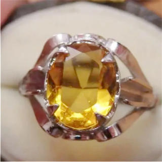 即購入OK♡V050ヴィンテージオレンジの昭和レトロ天然石リング指輪(リング(指輪))