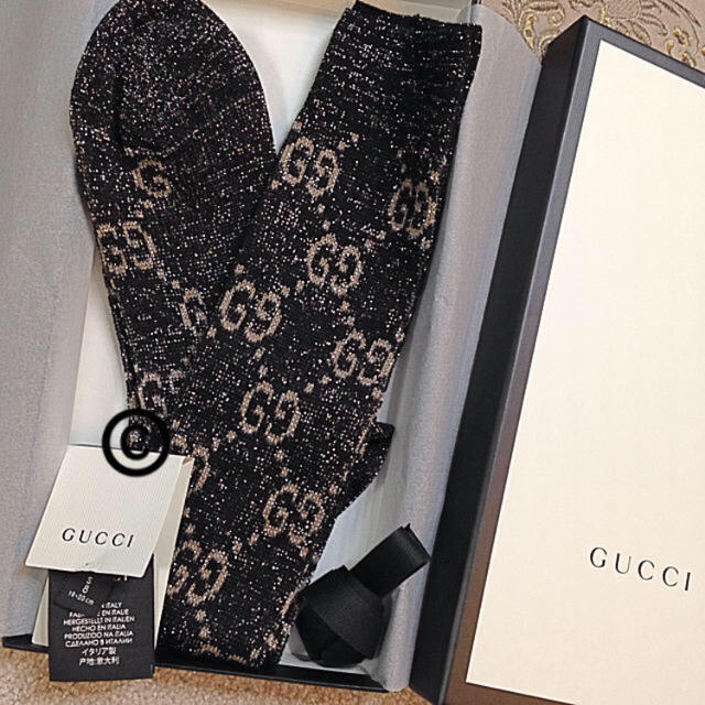 新品♡人気 GUCCI グッチ GGロゴ ラメ ソックス ブラック-
