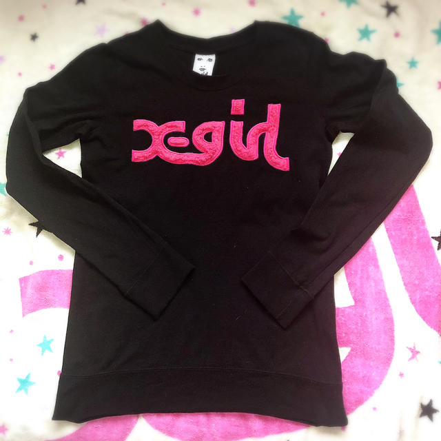 X-girl(エックスガール)のX-girl もこもこロゴ ロンT レディースのトップス(Tシャツ(長袖/七分))の商品写真