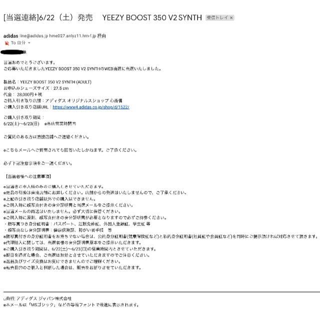 27.5cm adidas YEEZY BOOST 350 V2 SYNTH 1