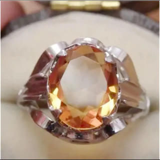 即購入OK♡V074ヴィンテージオレンジの昭和レトロ天然石リング指輪(リング(指輪))