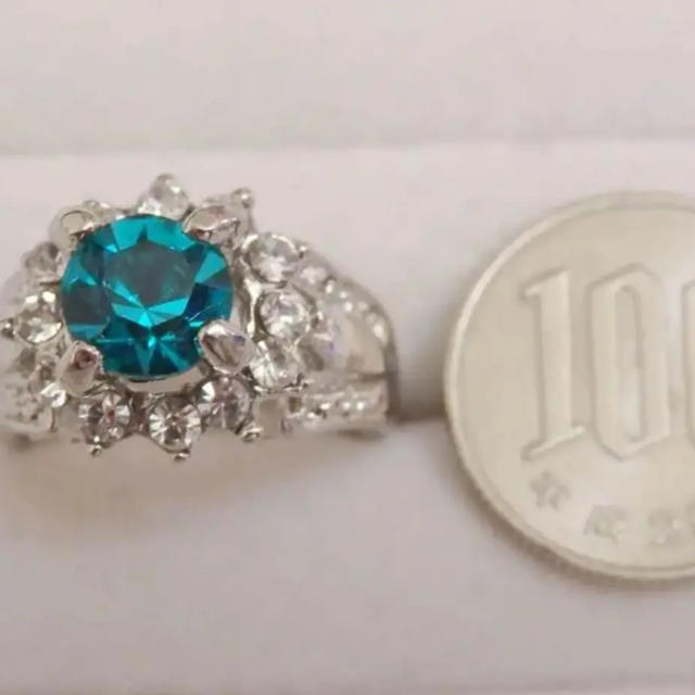 即購入OK*深いブルーのパライバのようなシルバーカラーリング指輪大きいサイズ レディースのアクセサリー(リング(指輪))の商品写真
