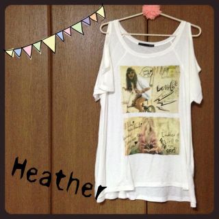 ヘザー(heather)のるみ様◎Heather 肩あきプリントT(カットソー(半袖/袖なし))