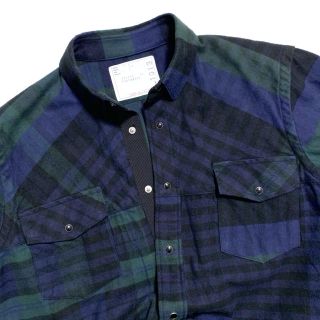 サカイ(sacai)のsacai 1013 ドローコードチェックシャツ／メンズＳ(シャツ)