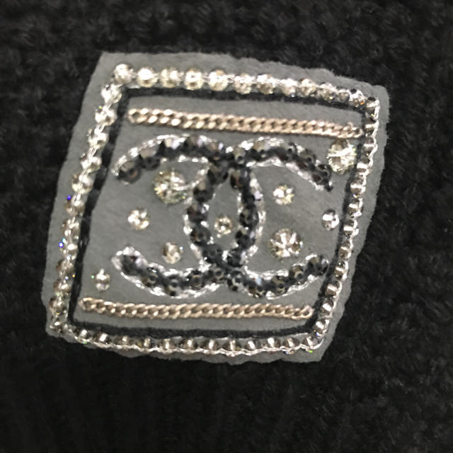 CHANEL○極美品○可愛いキラキラココ○ニットベレー帽○黒 CHANEL○極美品○可愛いキラキラココ○ニットベレー帽○黒