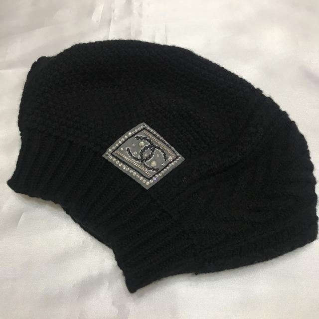 CHANEL○極美品○可愛いキラキラココ○ニットベレー帽○黒 CHANEL○極美品○可愛いキラキラココ○ニットベレー帽○黒