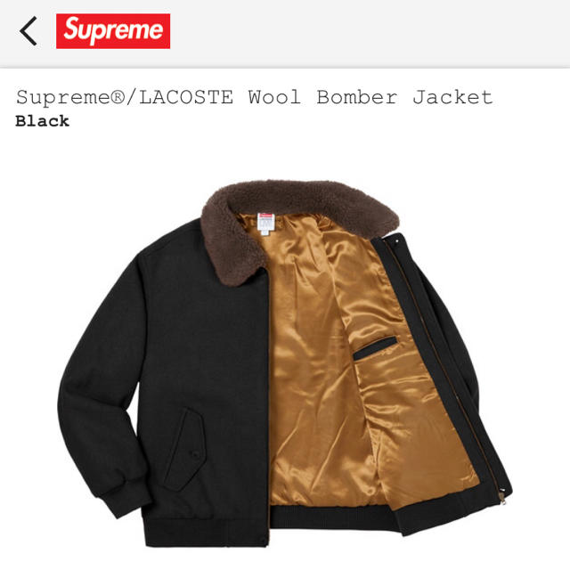 Supreme(シュプリーム)のSupreme LACOSTE wool bomber jacket 黒S メンズのジャケット/アウター(ミリタリージャケット)の商品写真