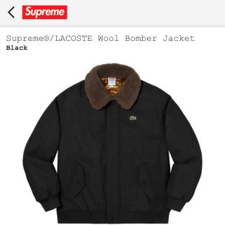 シュプリーム(Supreme)のSupreme LACOSTE wool bomber jacket 黒S(ミリタリージャケット)