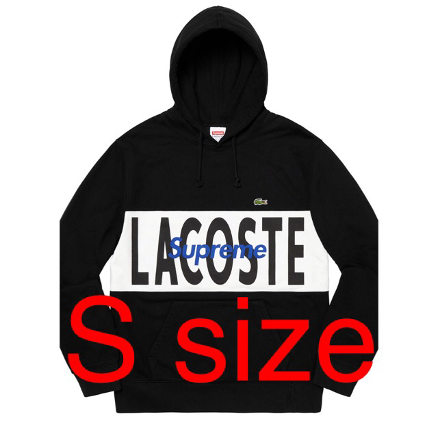 supreme/LACOSTE hooded sweatshirt black